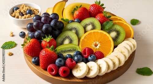 Fresh Fruit Bowl With Bananas and Citrus Fruits