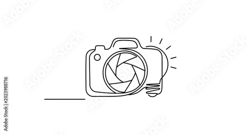 Bild auf Leinwand Creative Camera Lightbulb Idea Icon - Photography Concept