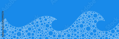 Foto Seamless sea wave border, circle texture, bubbles or sea foam, vector design