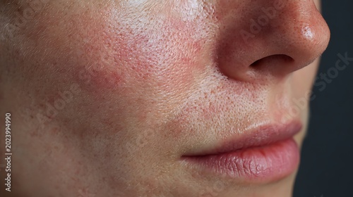 Close-up of Skin Showing Redness / 赤みのある肌のクローズアップ