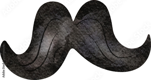 Foto Classic Black Mustache Icon Watercolor Style