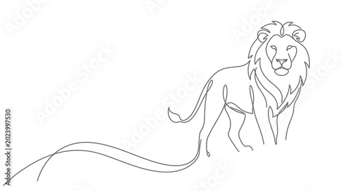 lion sketch, one line drawing