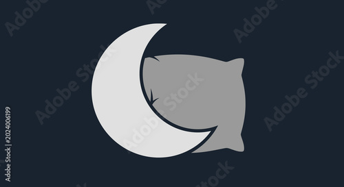 Crescent Moon and Soft Pillow Symbolizing Peaceful Night Sleep and Comfort.