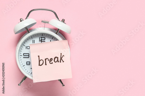 Alarm clock with word BREAK...