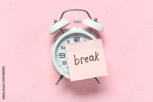 Alarm clock with word BREAK...