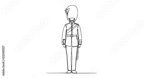 Quadro su tela British Royal Guard Soldier Line Art Drawing