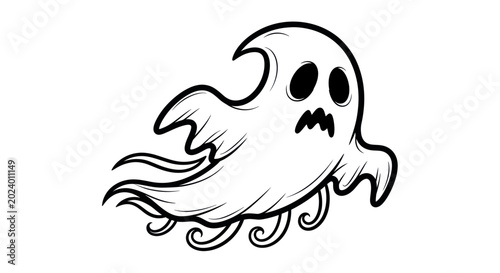 Quadro su tela Spooky Ghost Character Illustration - Cartoon Halloween Spirit