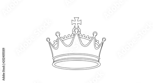 Fotografie Royal Crown Outline - Simple Line Art Icon