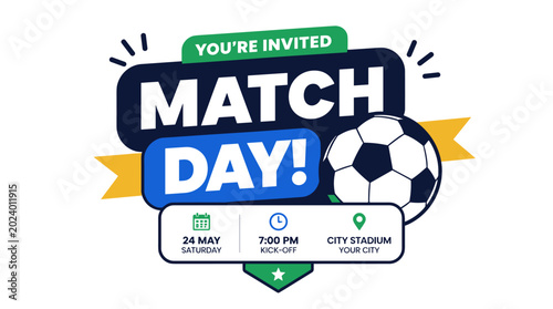 Match Day Soccer Banner Graphic Celebration For Fans.