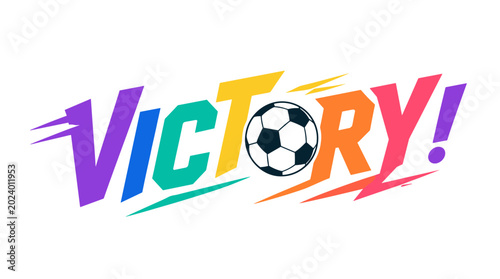 Dynamic Victory Soccer Ball Logo Emphasis.