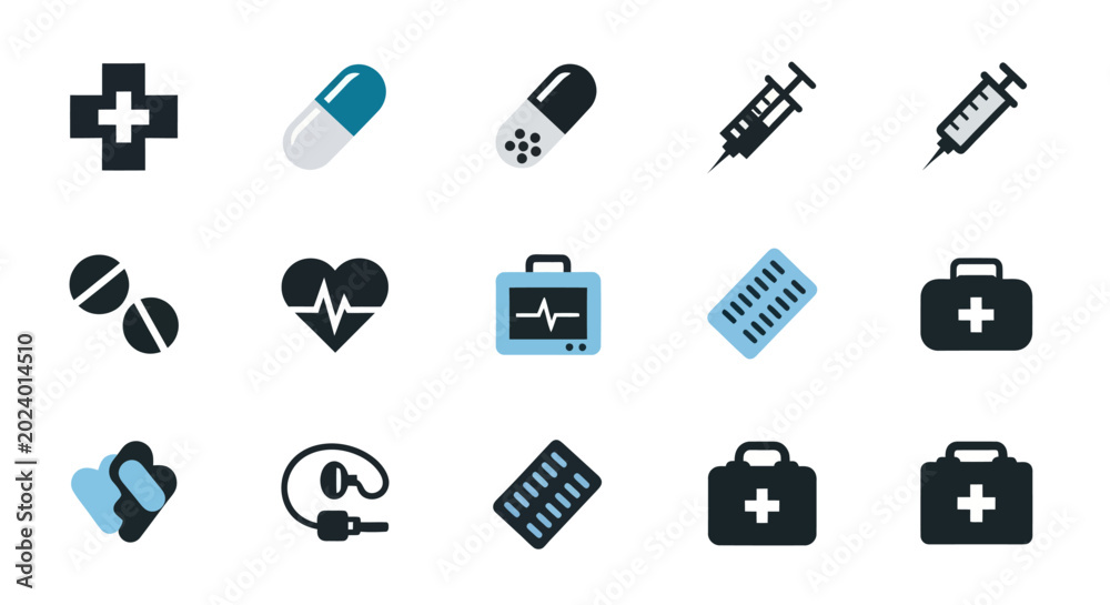 Fototapeta premium Medical symbols and tools illustration