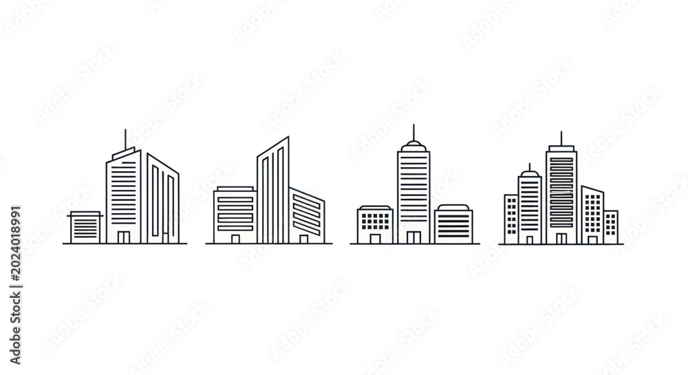 Fototapeta premium Modern city buildings vector illustration