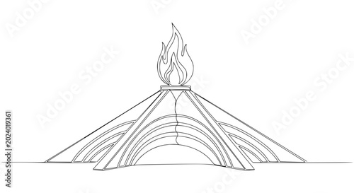Schilderij op canvas Eternal Flame Monument Line Drawing