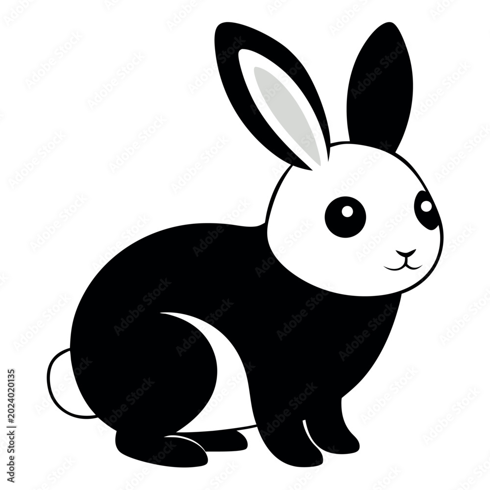 Obraz premium Black-and-white-rabbit-isolated-on-white-background 