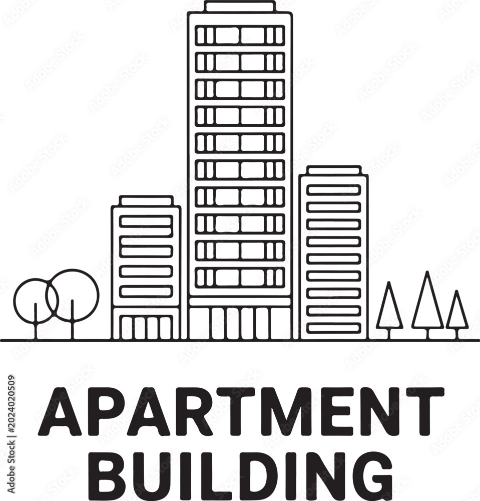 Obraz premium multi-story apartment building complex with trees
