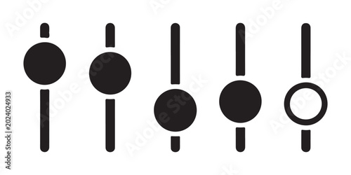 Photos Set of graphic equalizer or slider icons, representing sound or volume control on transparent background