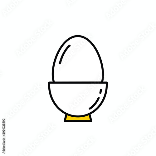 Minimalist vector icon of a single boiled egg in an egg cup.
