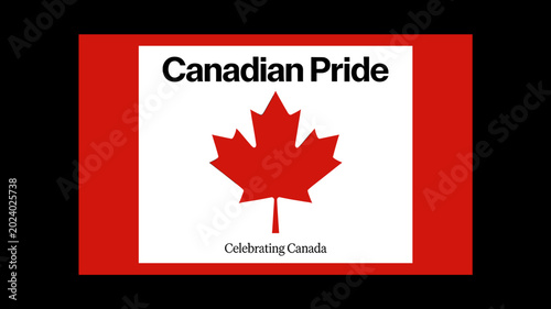 Fotografía Canadian Pride graphic featuring a red maple leaf on a white background, symbolizing Canada's national identity and heritage