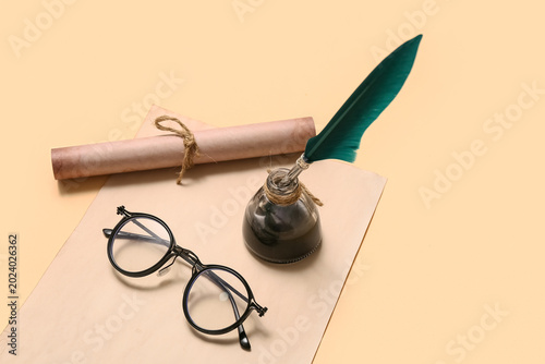 Old paper sheet with nib pe...