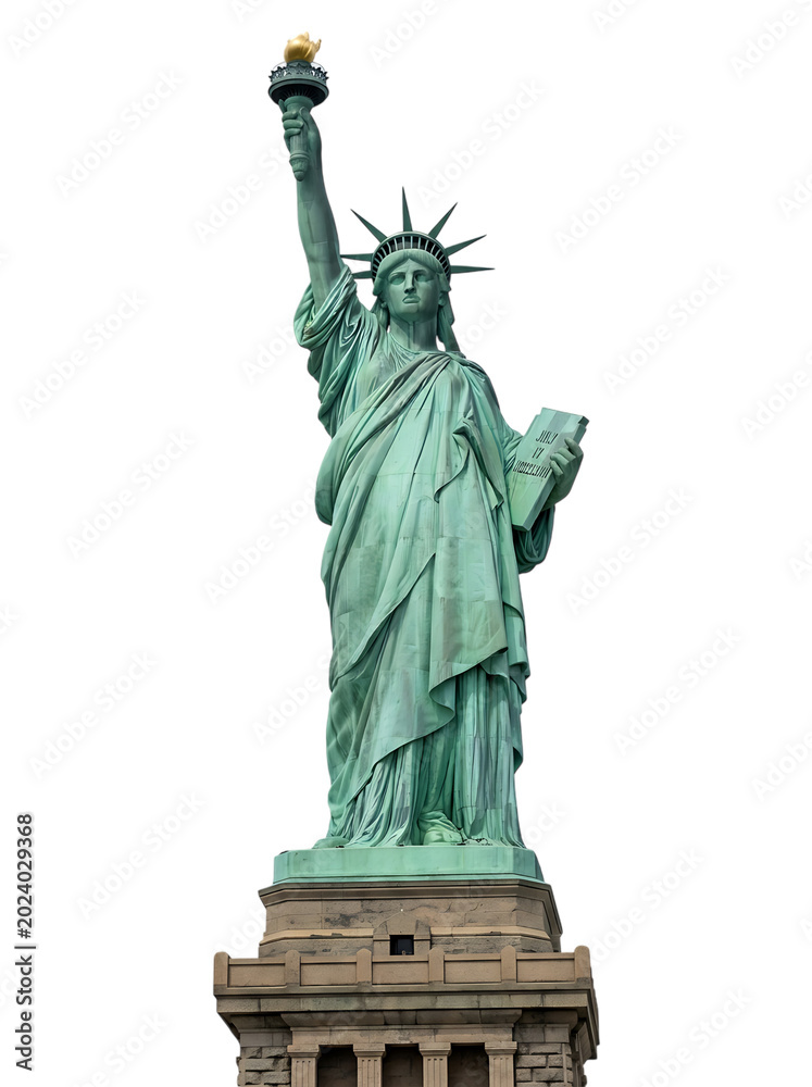 Fototapeta premium Statue of Liberty with transparent background, New York landmark