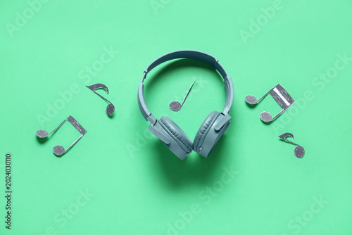 Headphones with paper music...