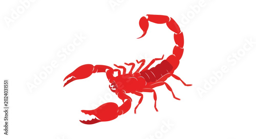 Cuadro en lienzo Red Scorpion Silhouette, Danger Symbol, Isolated on White Background