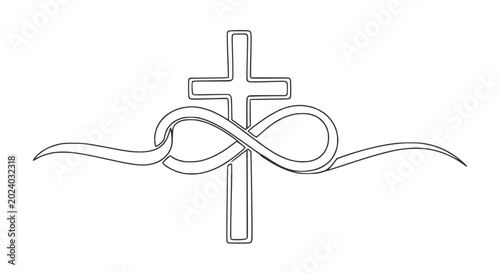 Photography Christian Cross and Infinity Symbol Line Art - Eternal Love and Faith