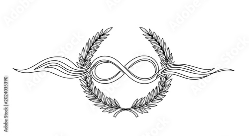 Photography Infinity symbol laurel wreath banner emblem, endless concept, elegant design, bl