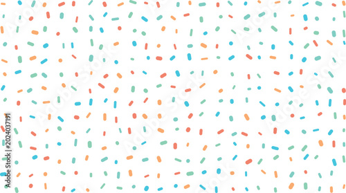 Colorful confetti pattern on white background playful sprinkle design
