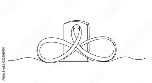 Canvas Print Tombstone with Infinity Symbol Ribbon Line Art