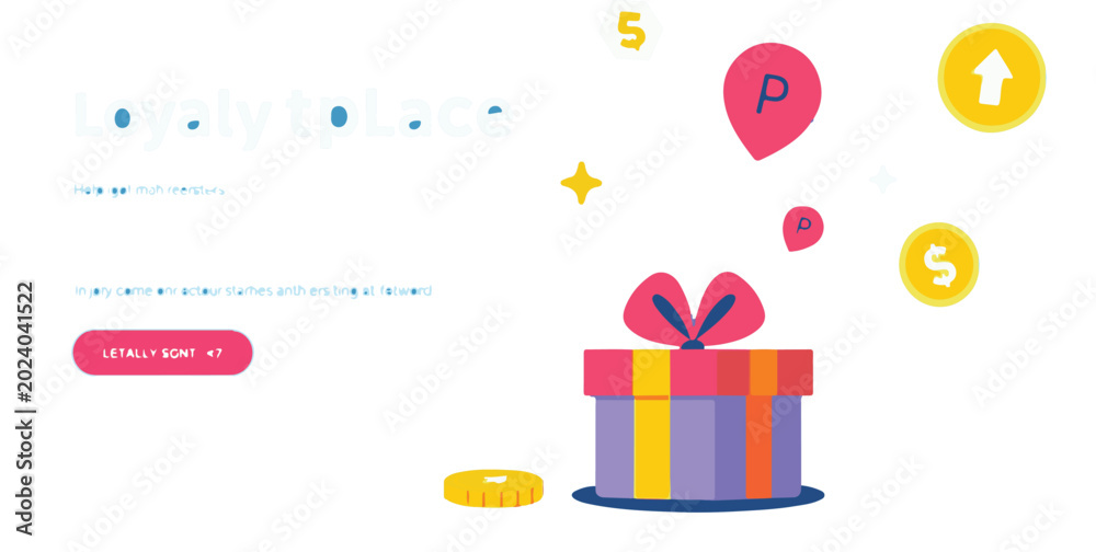Obraz premium Gift Box with Coins and Reward Pin Symbols for Loyalty Program