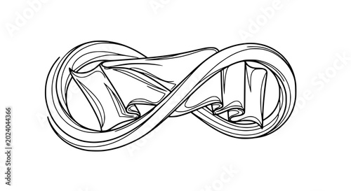 Quadro su tela Infinity Symbol with Flowing Fabric - Endless Loop Design Illustration