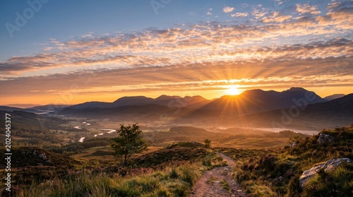 Sunrise sky with sun emerging