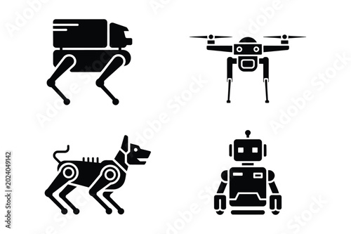 Obraz na płótnie Advanced robotics and artificial intelligence autonomous machine icons