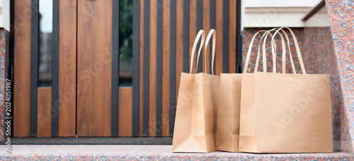 Delivered paper bags on por...