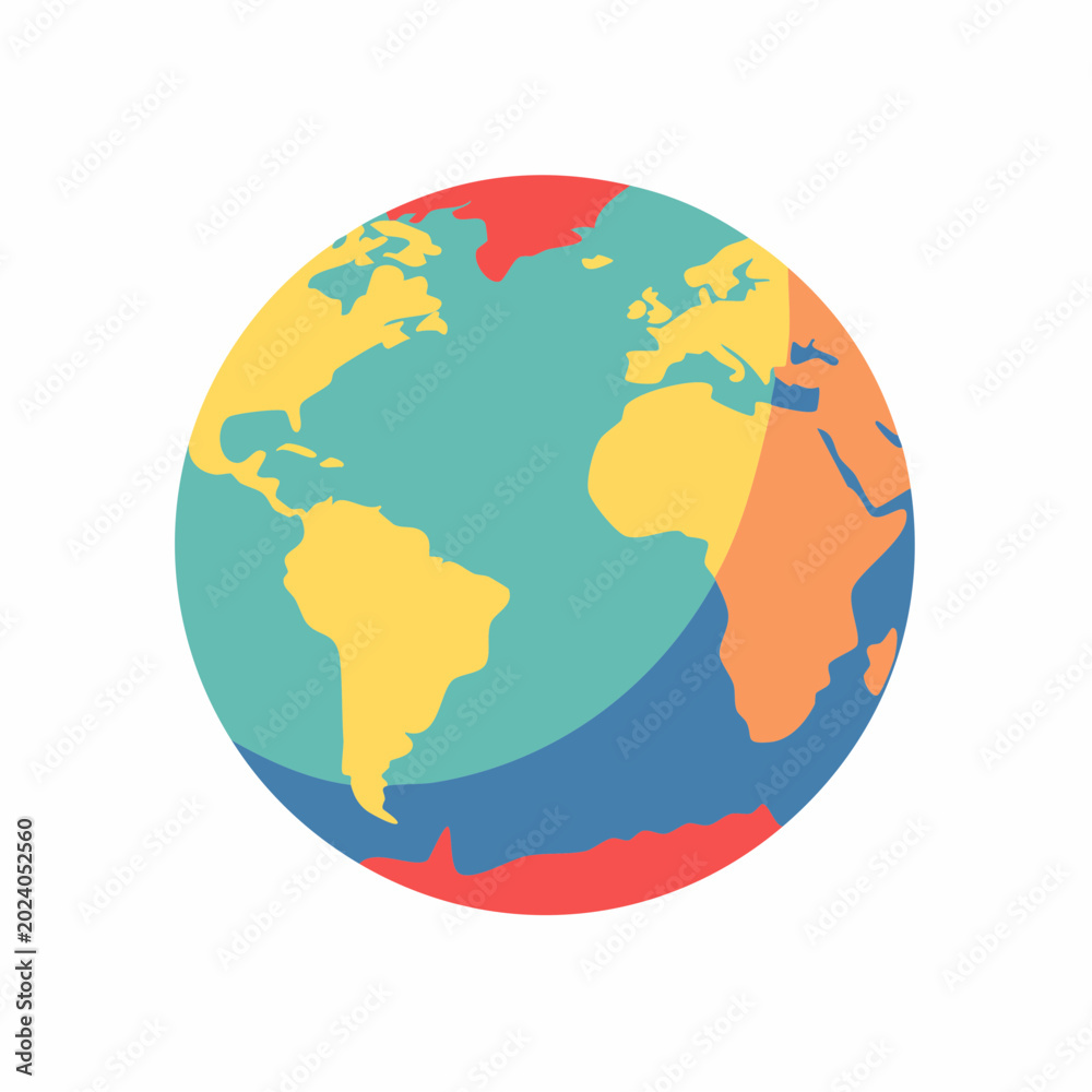 Fototapeta premium Stylized Globe with Continents in Vibrant Colors