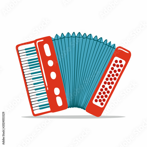 Illustration of a Red and Blue Accordion