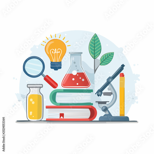 Science and Education Concept with Laboratory Equipment and Books