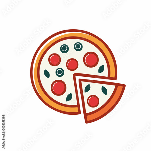 Stylized Pizza Icon with a Slice Removed