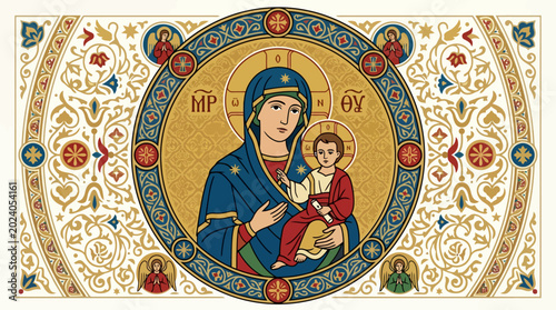 The Holy Trinity depicted on a Sunday with abstract shapes and illustrations