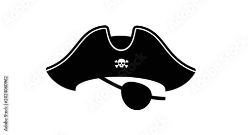 Fotografie Pirate Hat with Skull and Crossbones and Eyepatch - Silhouette Icon