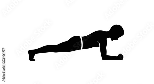 Fotografía Plank position is held by a person in a black silhouette style to emphasize core and stability