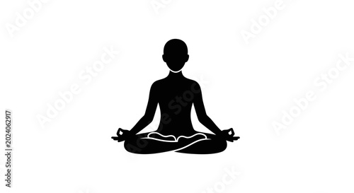Canvas Print Person sits in a meditative lotus position while performing a calm practice of mindfulness and focus
