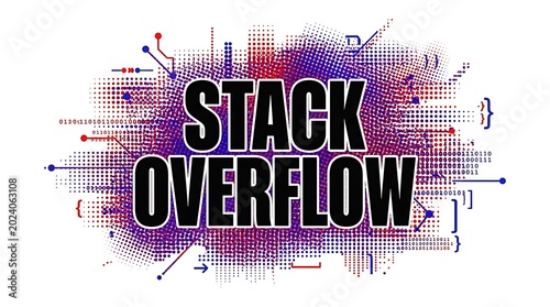 Naklejka Stack overflow error programming bug coding problem software development issue with overflow programming software