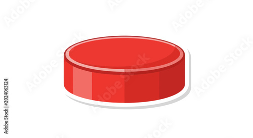 Photography Red hockey puck, isolated on white background