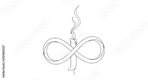Tableau sur toile Infinity Symbol Candle Flame Line Art - Eternal Light Concept