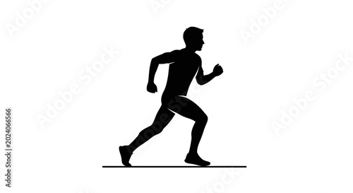 Obraz na plátně Athlete silhouette sprints across a flat surface to depict speed and physical training performance