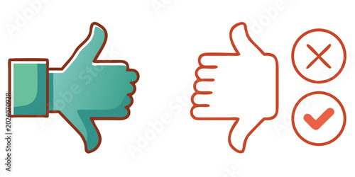 Εκτύπωση καμβά Thumbs up and down icons with check and cross marks