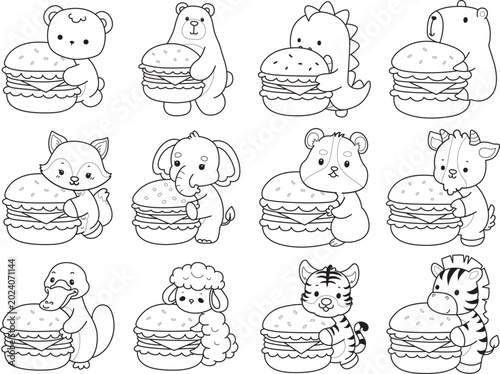 Photography Coloring pages of cute wild animals and pet. Outline of animals