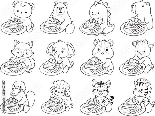 Canvas Print Coloring pages of cute wild animals and pet. Outline of animals